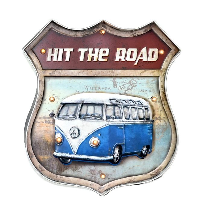 LETRERO VINTAGE LED HIT THE ROAD