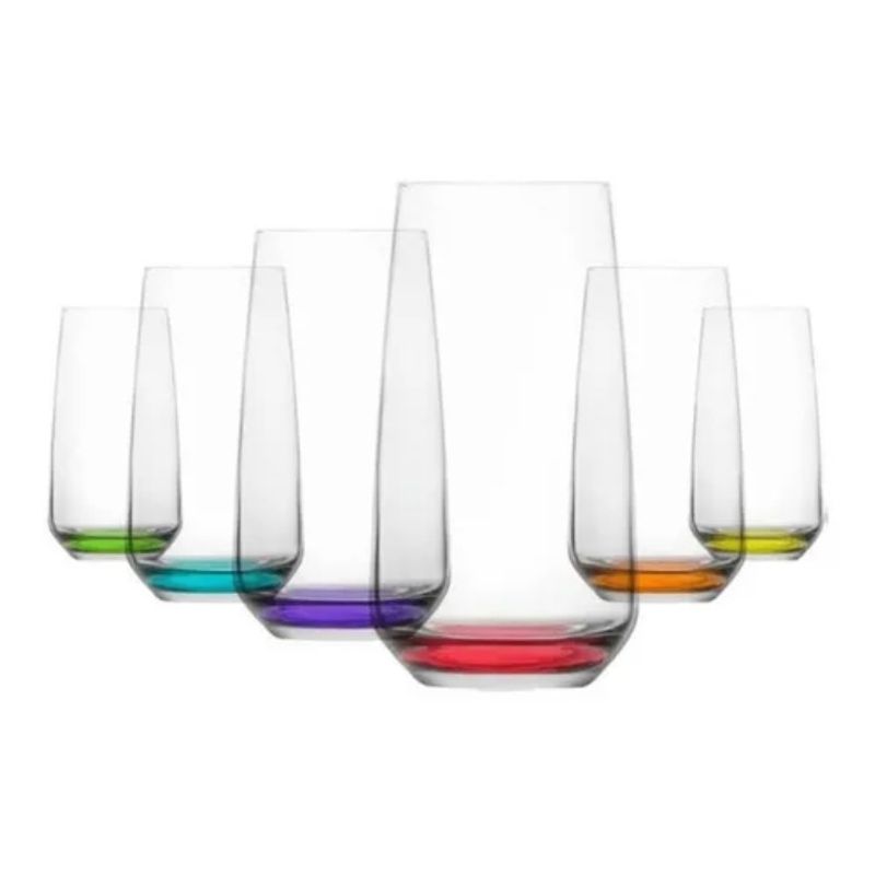 GENERICO - Set De 6 Vasos Fondo Color Hogar Fiestas Set De 6 Vasos