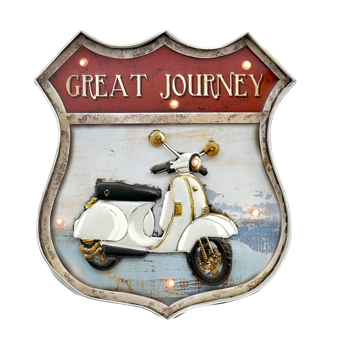 MSA MUEBLES SANTA ANA - LETRERO VINTAGE LED GREAT JOURNEY (42 x 5 x 46 cms.)