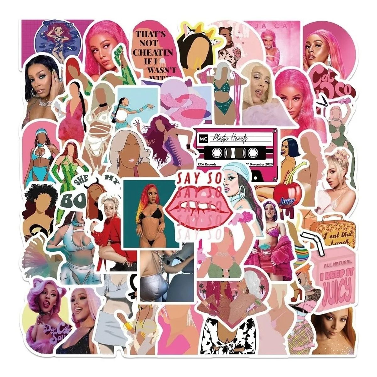 GARSIL - 50 Stickers Doja Cat - Etiquetas Autoadhesivas