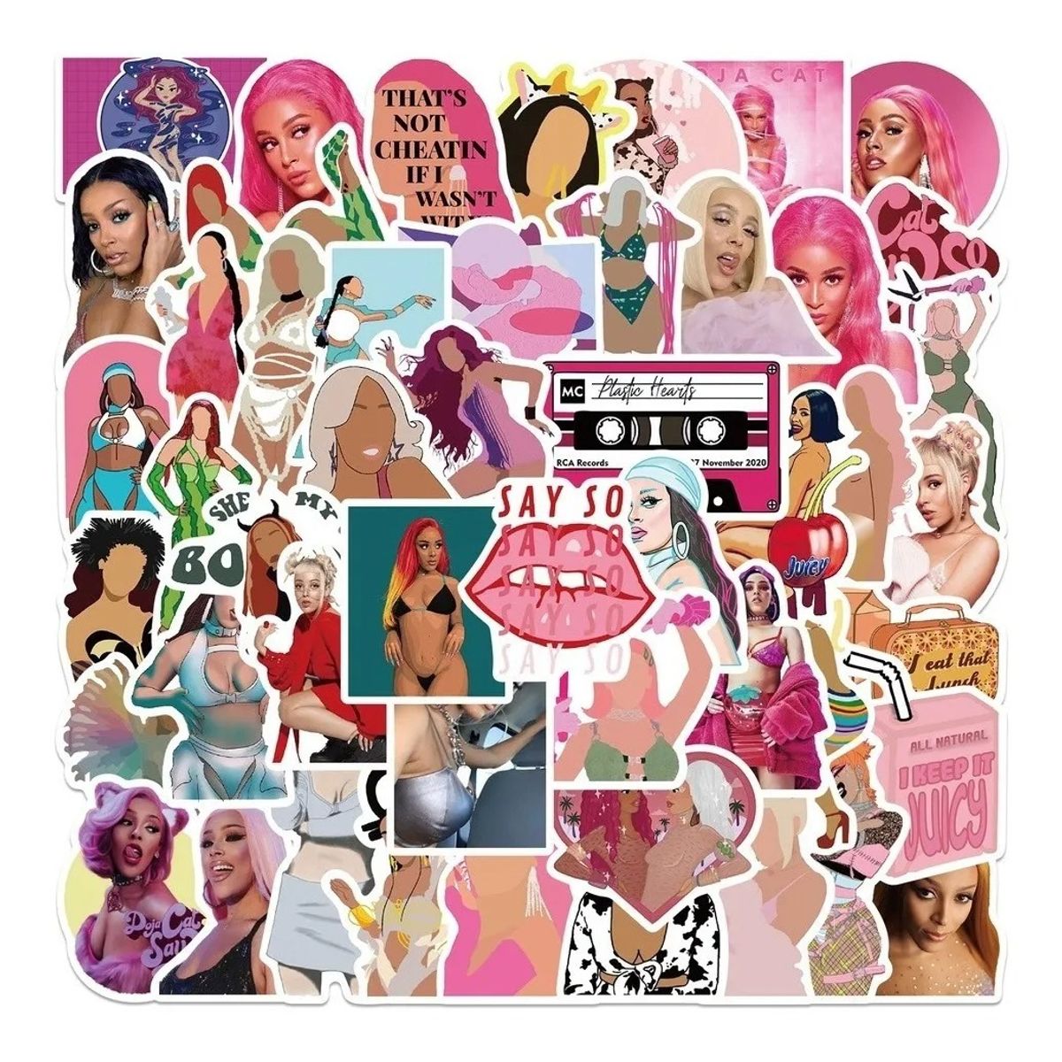 GARSIL - 50 Stickers Doja Cat - Etiquetas Autoadhesivas