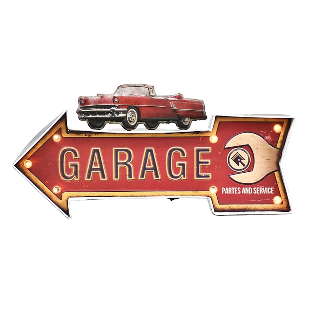 GENERICO - LETRERO VINTAGE LED GARAGE (48 x 5 x 23 cm)