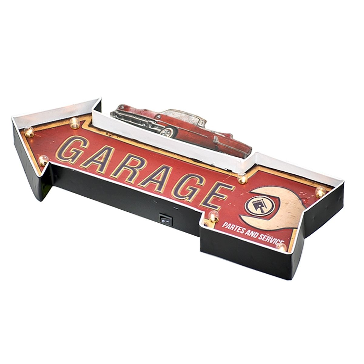 GENERICO - LETRERO VINTAGE LED GARAGE (48 x 5 x 23 cm)