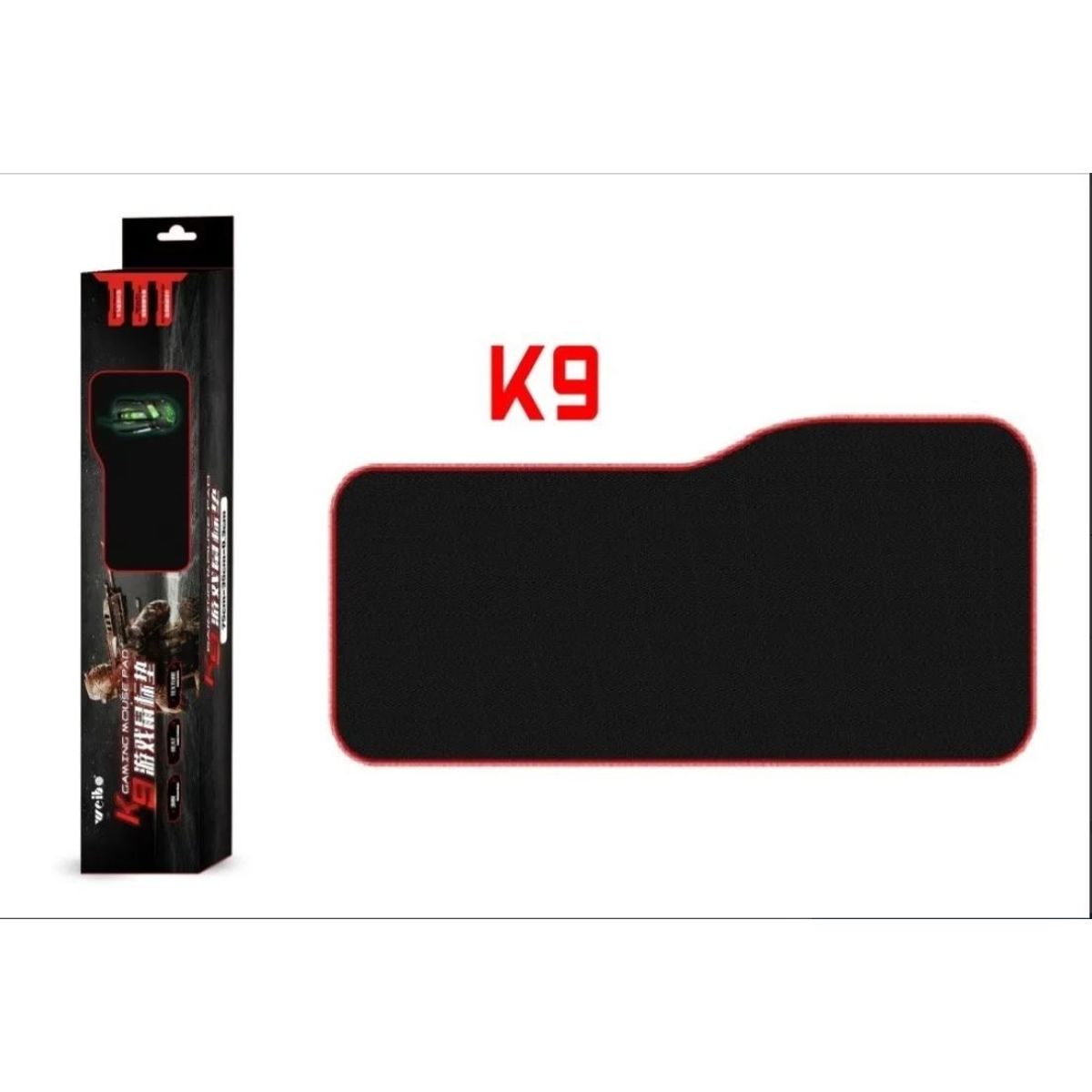 WEIBO - Mousepad Gamer XL Antideslizante Antiderrame Negro Borde Rojo 75x35 Cm