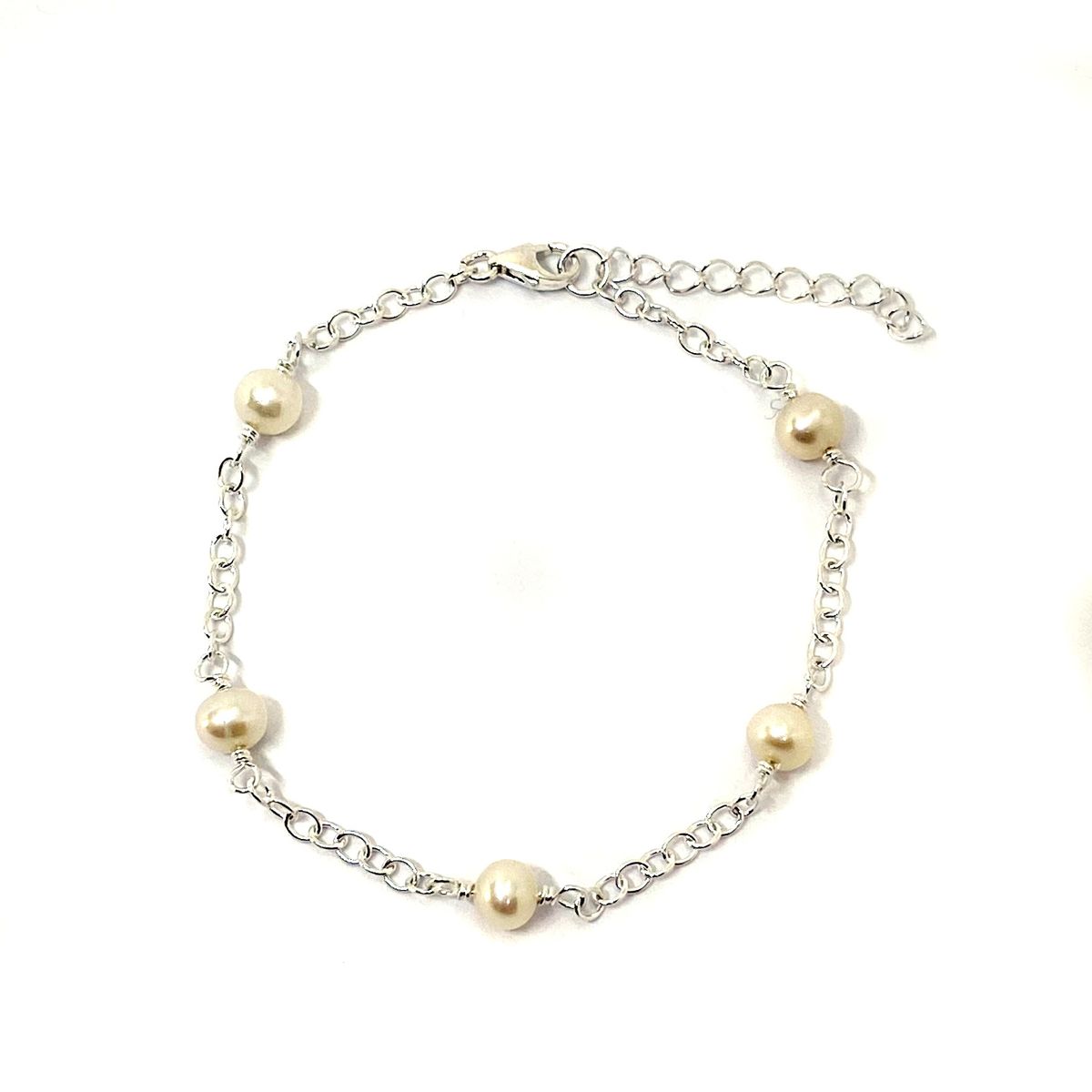 COGGIOLA - Pulsera 5 Perlas de Río Plata Fina 925.
