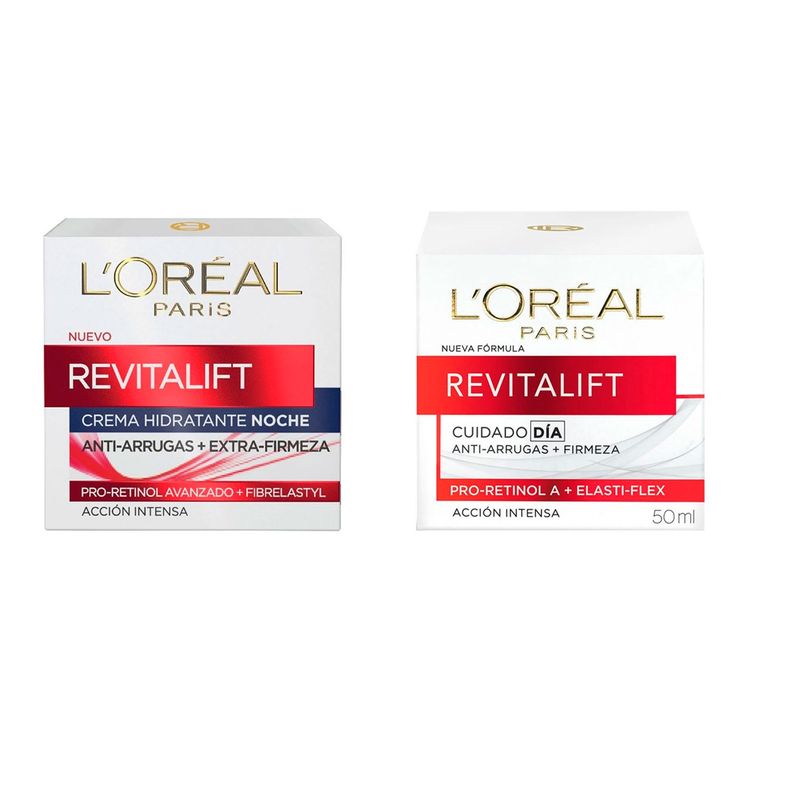LOREAL PARIS - Pack Crema Tratamiento Facial  Revitalift Dia + Noche Loreal