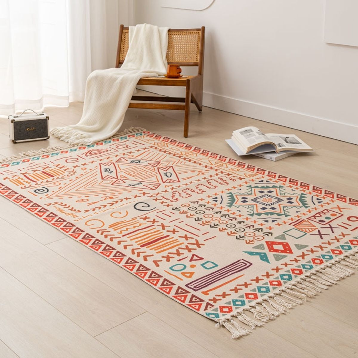 GENERICO - Alfombra bohemia de estilo etnico 180x200 cm.