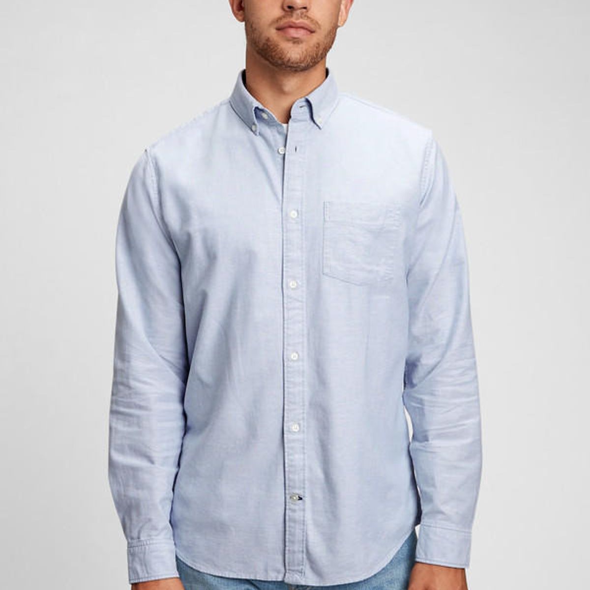 GAP - Camisa Hombre Gap Oxford Celeste