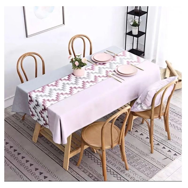 GENERICO - Mantel Antimanchas Mod. Gris Lila 140 X 220 Cm Rectangular