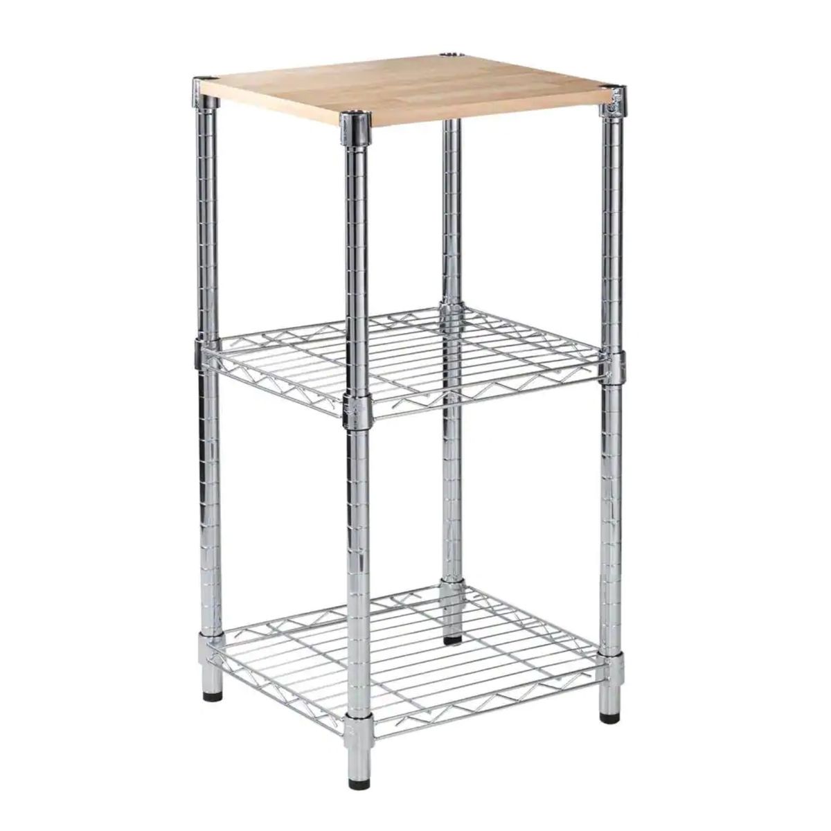 PROCHEF - Mesa de apoyo 35x35x70 cm Acero Cromado Cubierta MDF