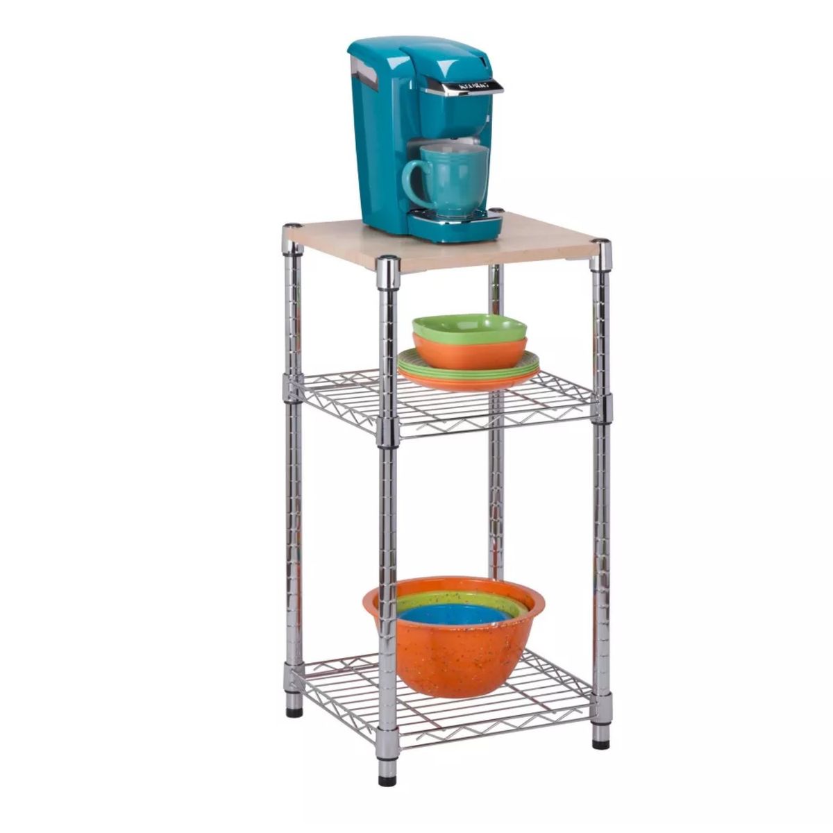 PROCHEF - Mesa de apoyo 35x35x70 cm Acero Cromado Cubierta MDF