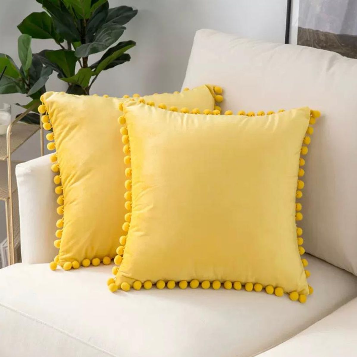 GENERICO - Fundas de cojín con pompones pack 4 unidades