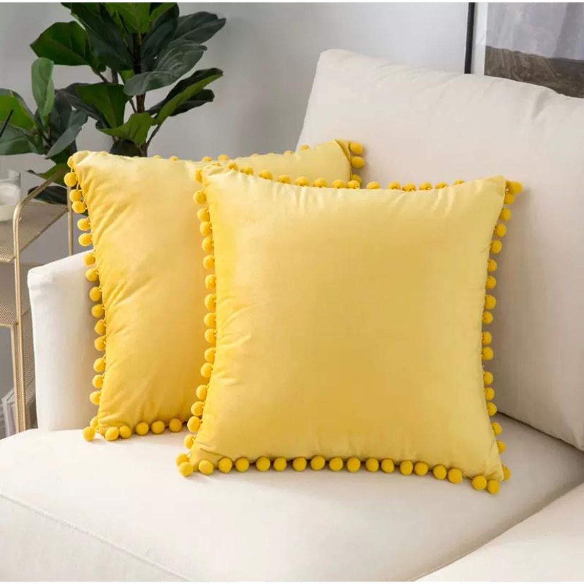 GENERICO - Fundas de cojín con pompones pack 4 unidades