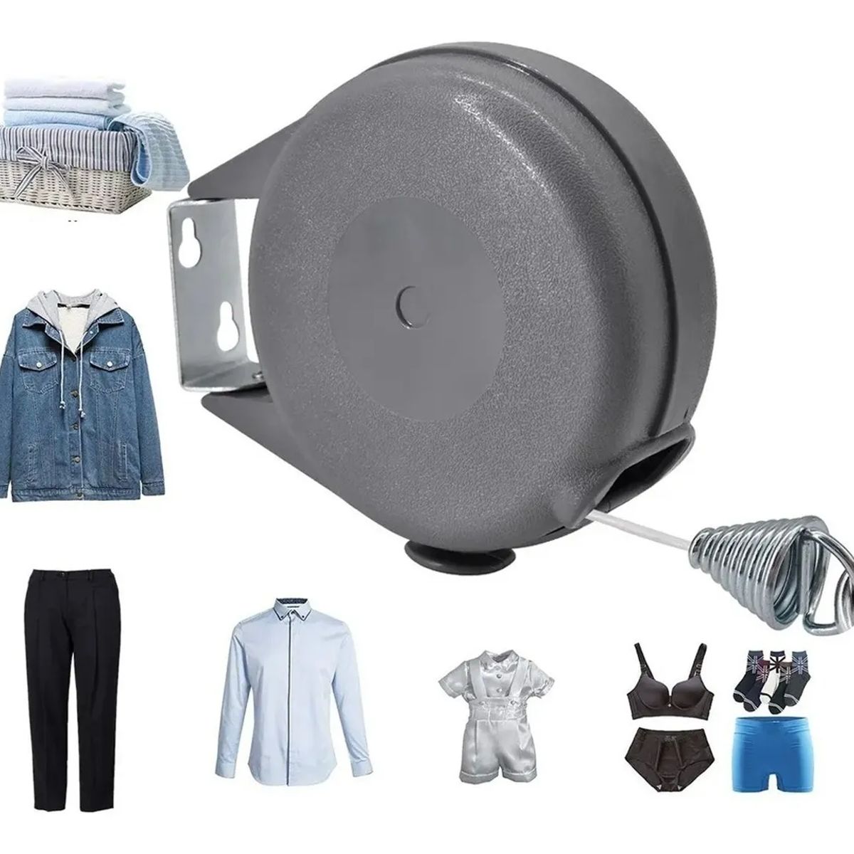 AIZO - AIZO Cuerda Secar 12m Extensible ABSPVC Antideslizante Gris