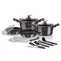 BERLINGER HAUS - SET DE BATERIA 13 PIEZAS LINEA GOURMET PREMIUM NEGRA METALIZADA