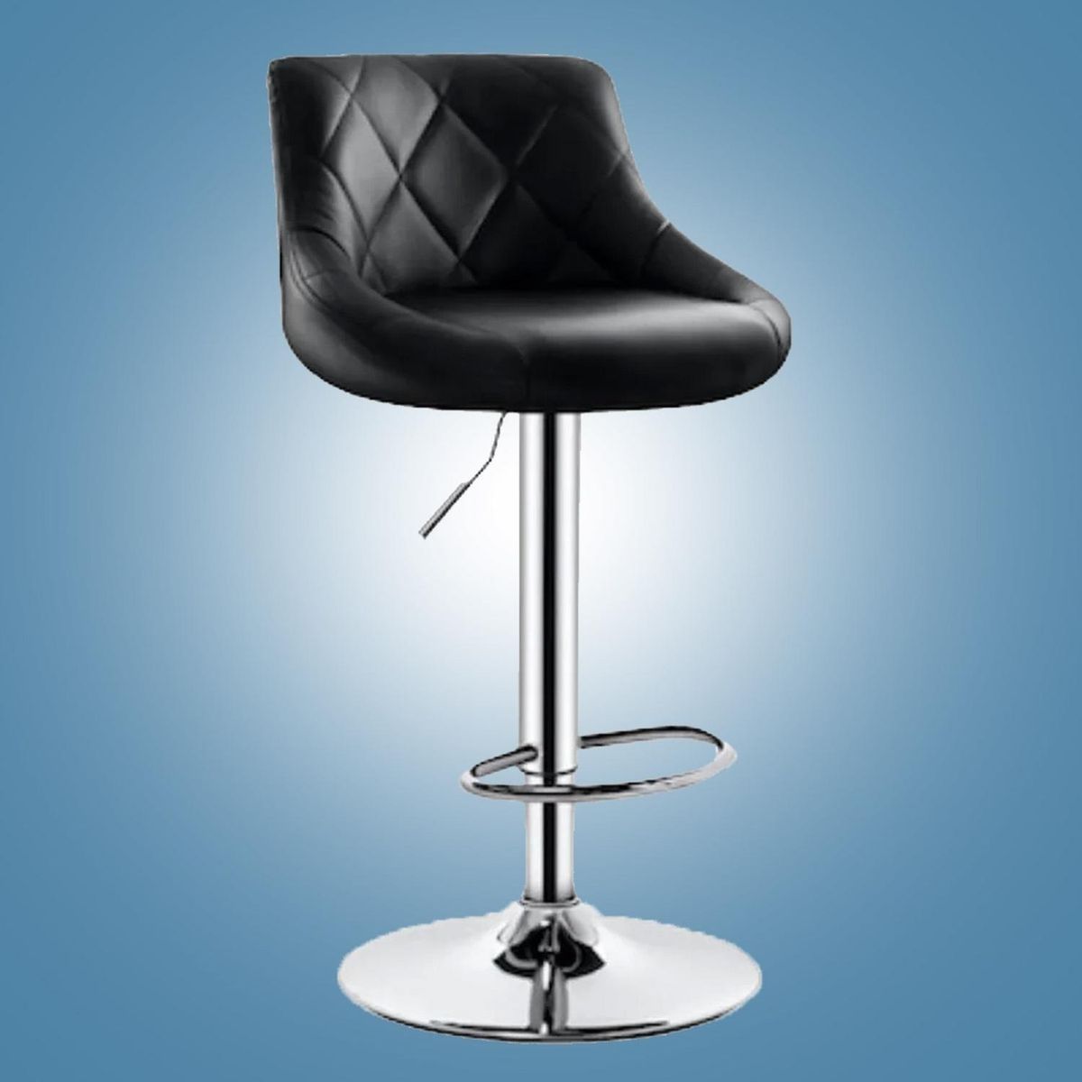 GLOBAL LATIN GROUP - Sillas Taburete Piso Bar Giratoria Altura Regulable Con Respaldo - Negro