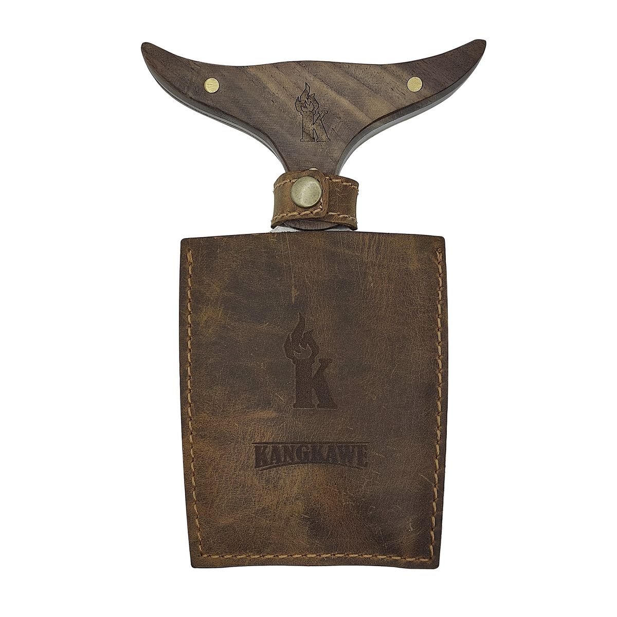 KANGKAWE - GARRA BÚFALO PREMIUM CON FUNDA DE CUERO CAFÉ PARA ASADOS