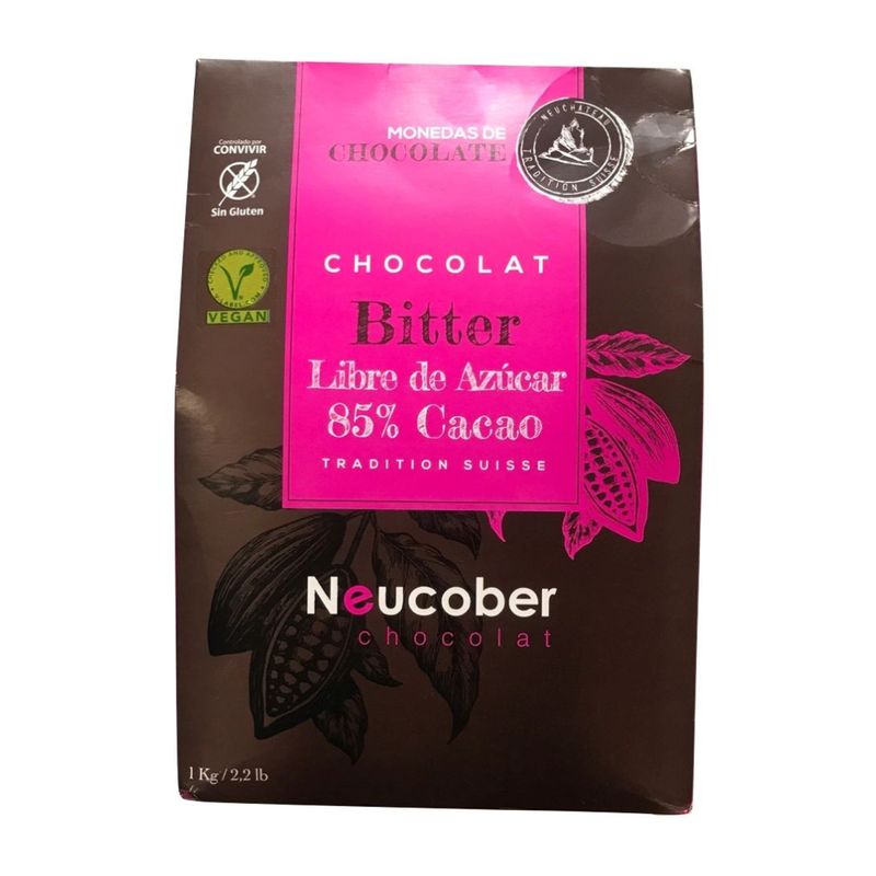 GENERICO - CHOCOLATE BITTER 85% CACAO SIN AZÚCAR NEUCOBER 1 KG