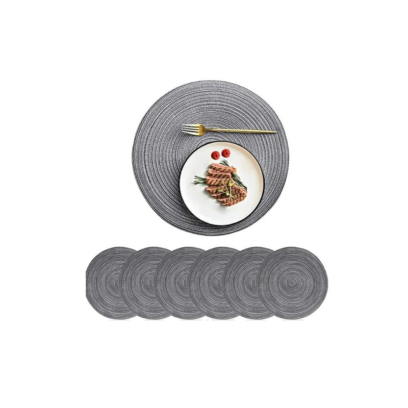 GENERICO - Set De 6 Individuales Redondos Trenzados 38cm