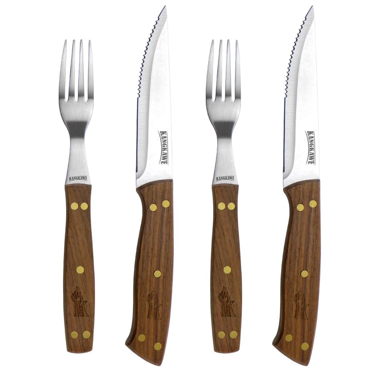 KANGKAWE - SET DE 2 CUCHILLOS DE 5" + 2 TENEDORES PARA ASADO