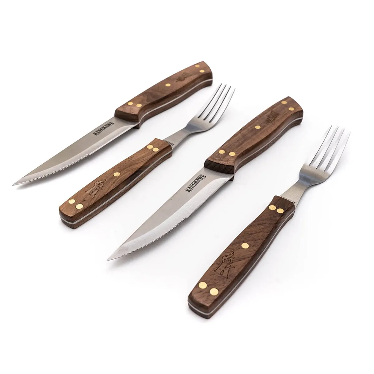 KANGKAWE - SET DE 2 CUCHILLOS DE 5" + 2 TENEDORES PARA ASADO