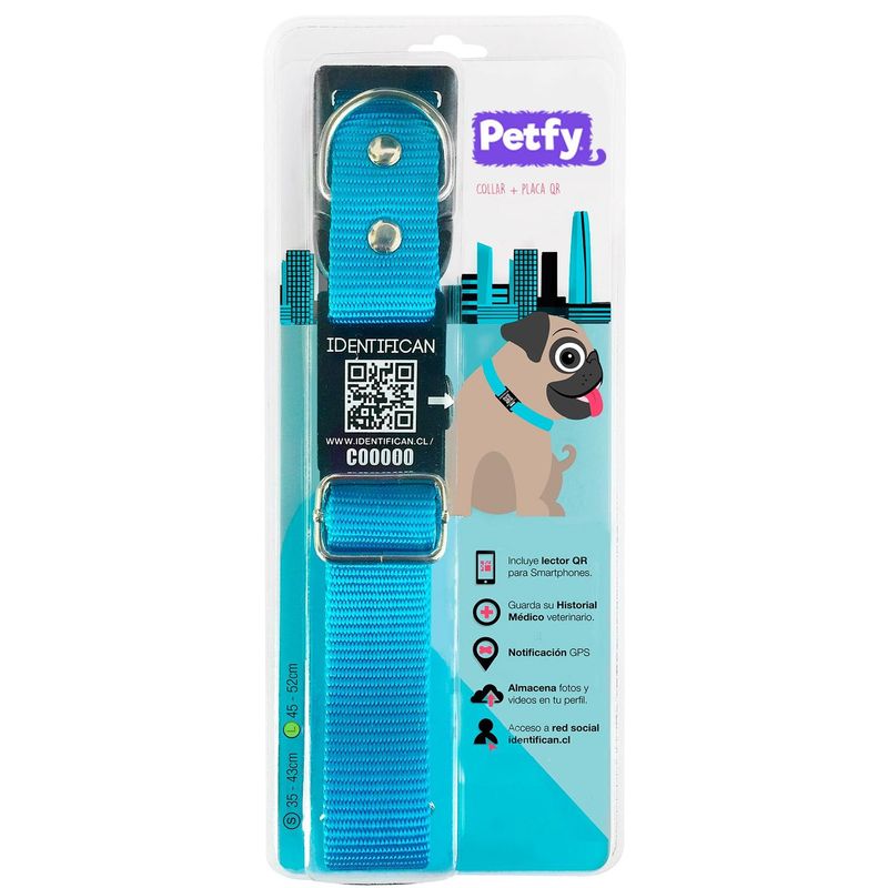 PETFY - Collar Grande Petfy ID Celeste