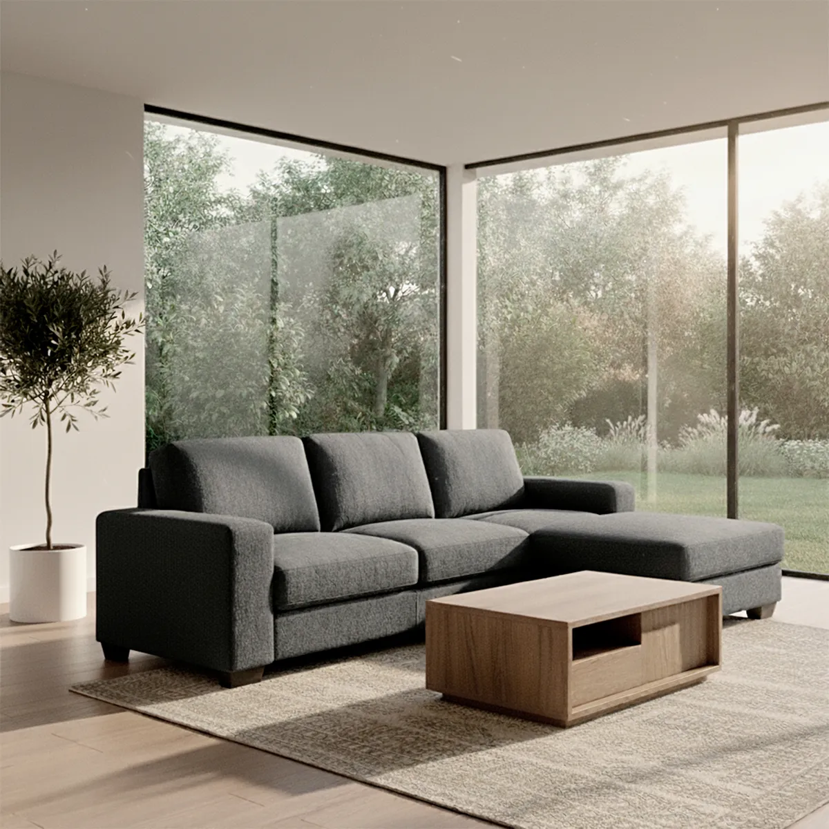 ROSEN - Sofá Seccional Rosen Randall Derecho Tela Grafito