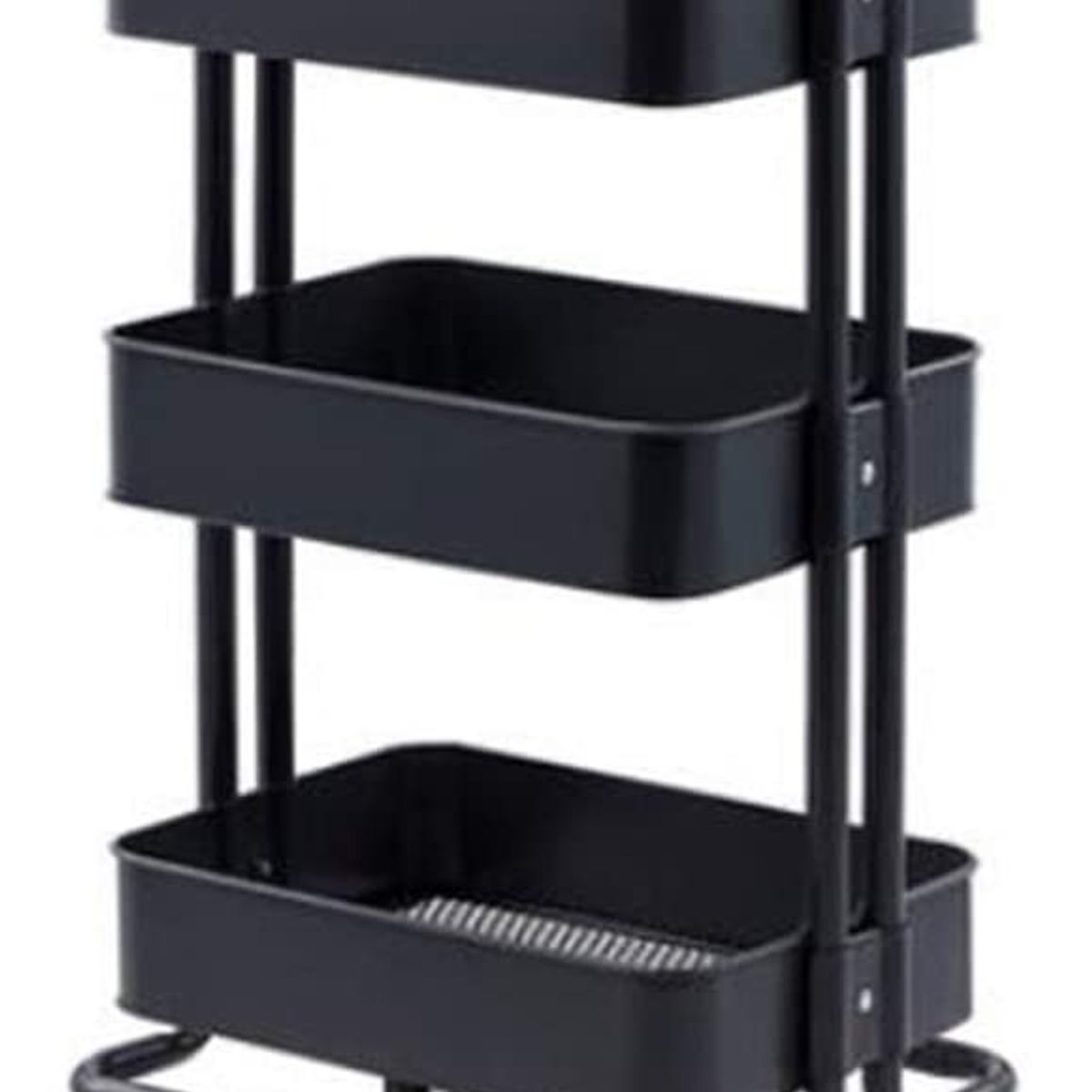 GENERICO - Carrito Organizador Metalico De 3 Niveles Con Ruedas NEGRO