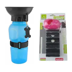 GENERICO - Pack Paseo Mascotas Dispensador de Bolsas Botella de Agua
