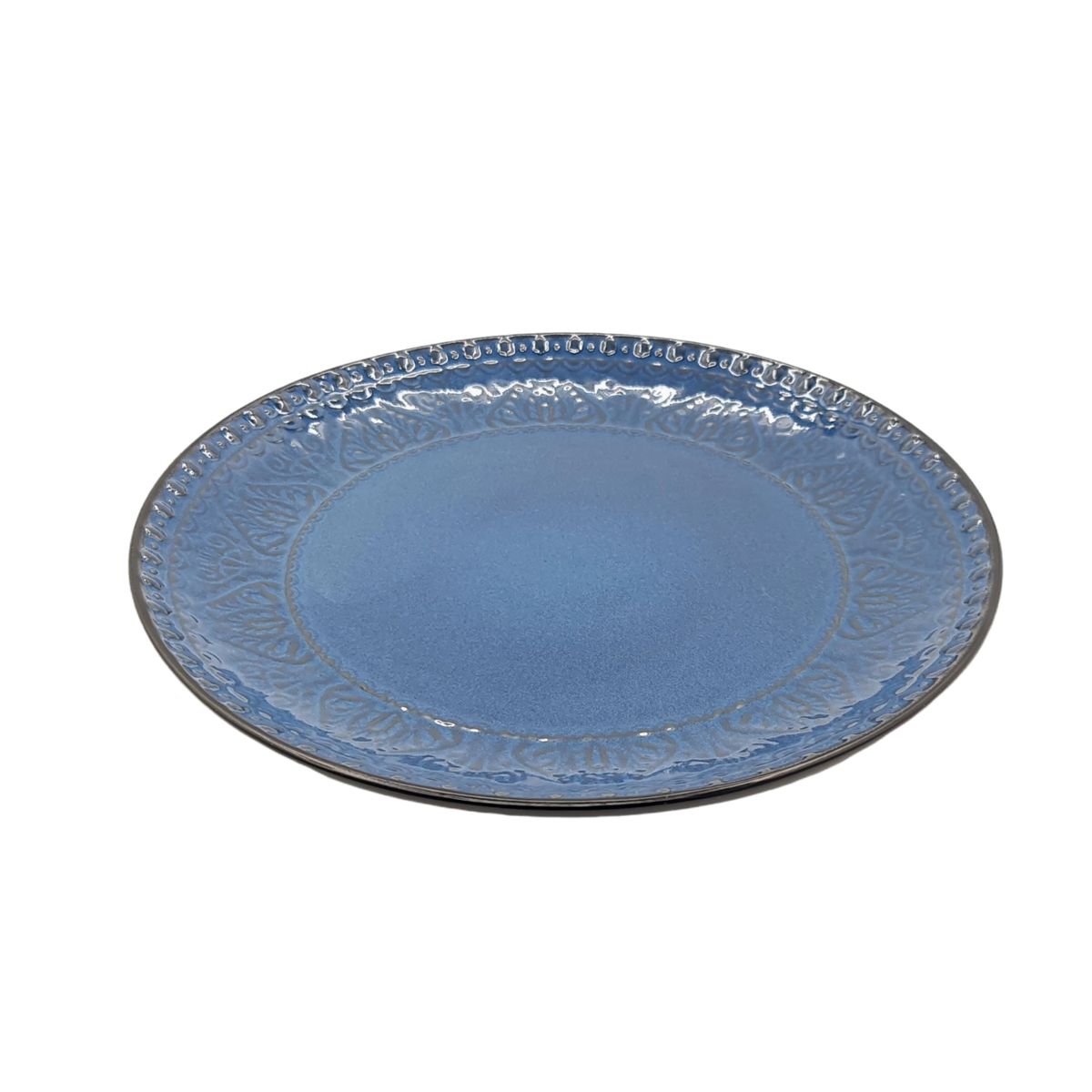 MOGA - Plato Loza Grande Playo Relieve azul 27x3cm