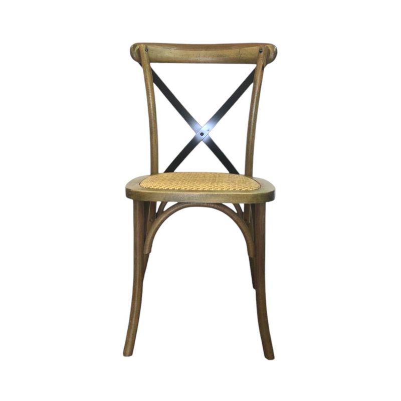 SERCOMKP - Silla Crossback Tostado Cruceta Metálica Apilable