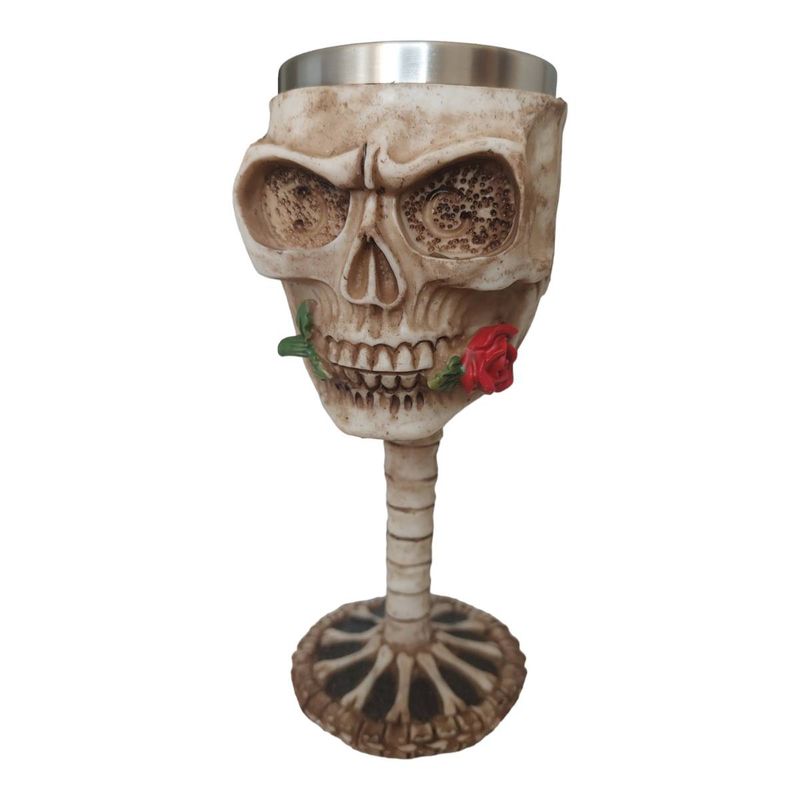 UNIVERSAL - COPA CALAVERA CON ROSA ACERO INOX RESINA A-89