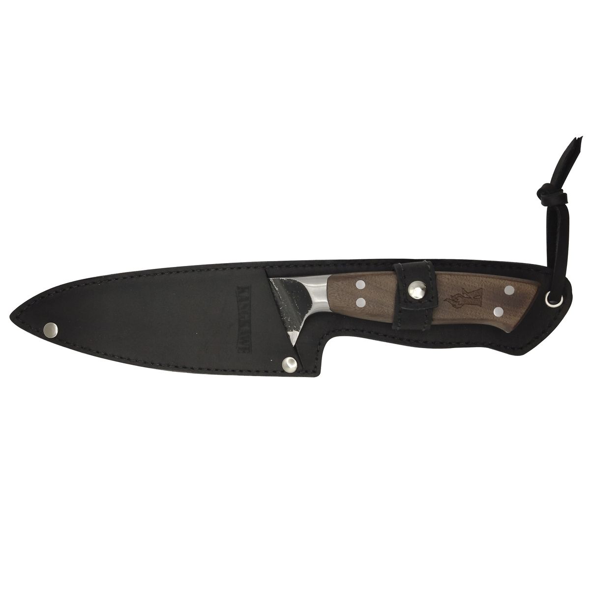 KANGKAWE - CUCHILLO 6" PARRILLERO RUPANCO CON FUNDA DE CUERO NEGRA