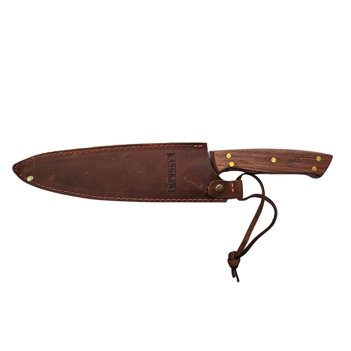KANGKAWE - CUCHILLO 8 PARRILLERO CON FUNDA DE CUERO CAFÉ