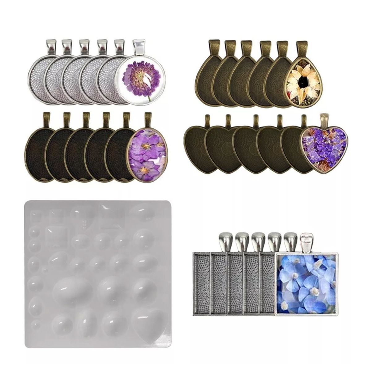 GENERICO - Set 31 Piezas Molde Silicona Para Resina Epoxica Joyería