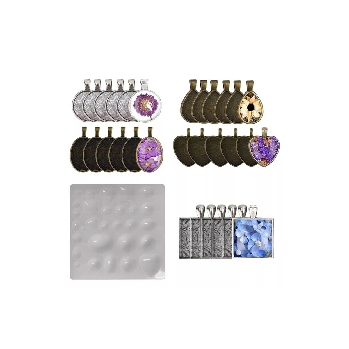 GENERICO - Set 31 Piezas Molde Silicona Para Resina Epoxica Joyería