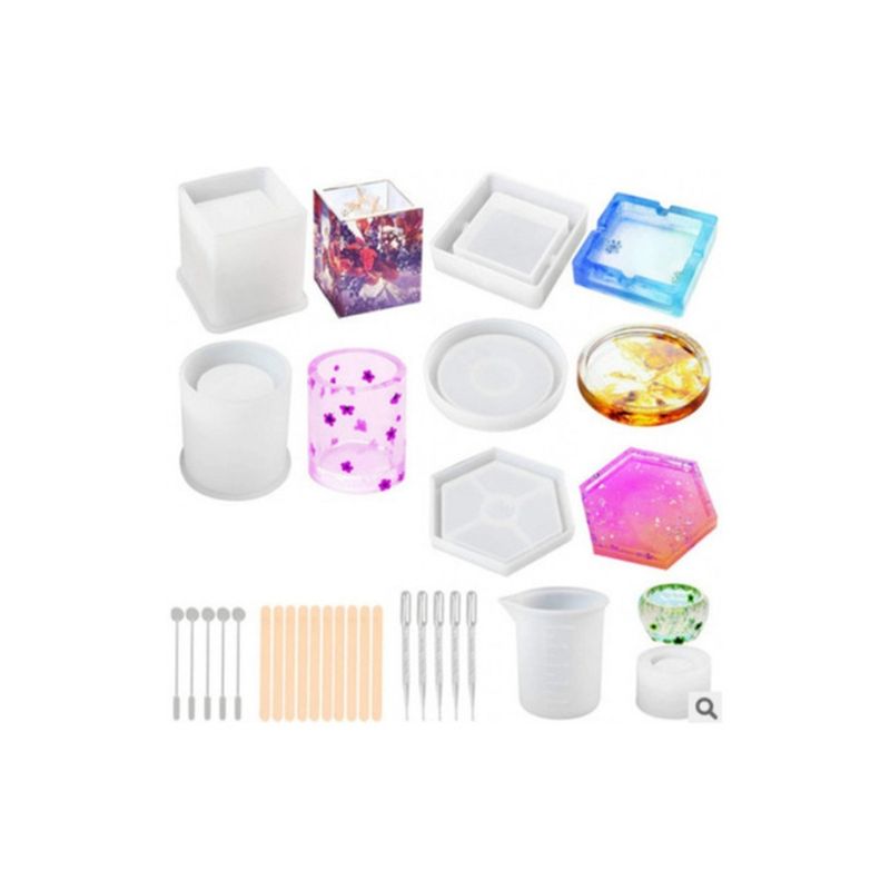 GENERICO - Set De 28 Pcs Molde De Silicona Surtidos Para Resina Epoxica