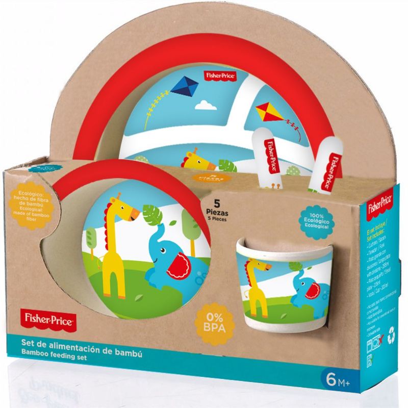 FISHER PRICE - Set de Alimentación de Bambú Fisher Price 5 Piezas Zoo