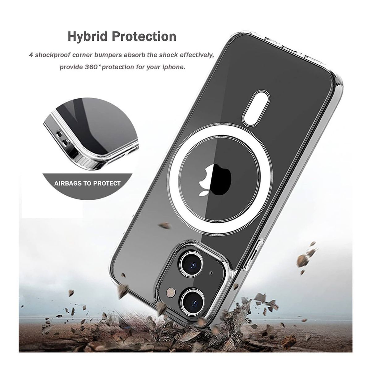 GENERICO - Carcasa Transparente Con Magsafe Para iPhone 14 + Lamina