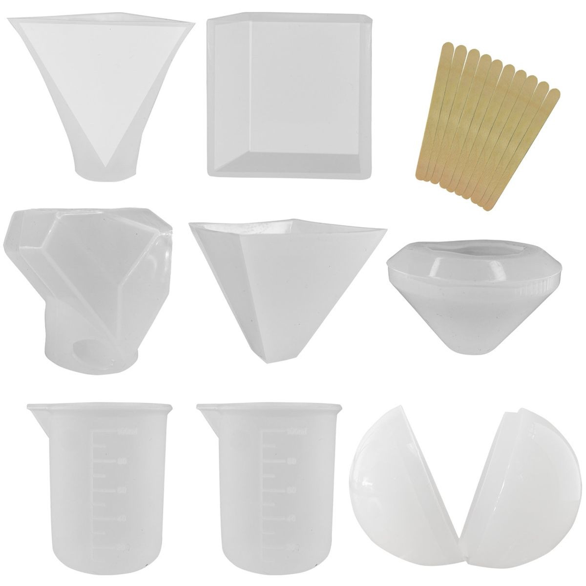 GENERICO - Juego de Moldes para Resina Formas Geométricas 18 Piezas