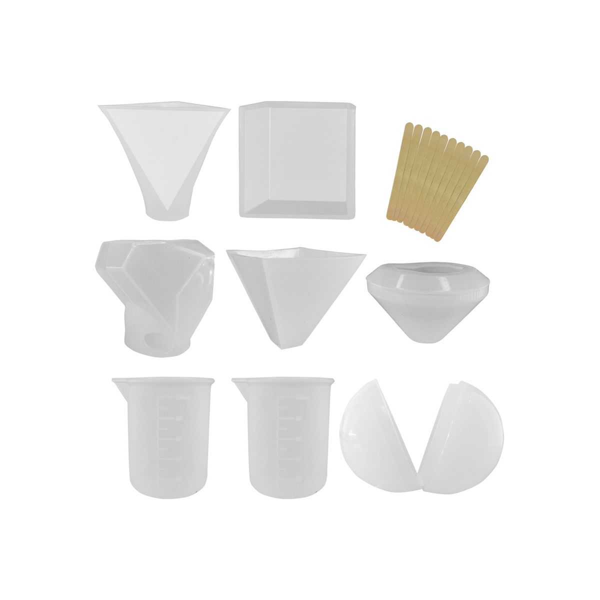 GENERICO - Juego de Moldes para Resina Formas Geométricas 18 Piezas