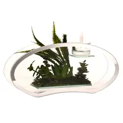 GENERICO - Florero adorno de cristal 12,5 cm led planta verde
