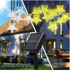 GENERICO - Pack X2 Luces Solares Estrella Decoración Navideña Guirnaldas Cálida