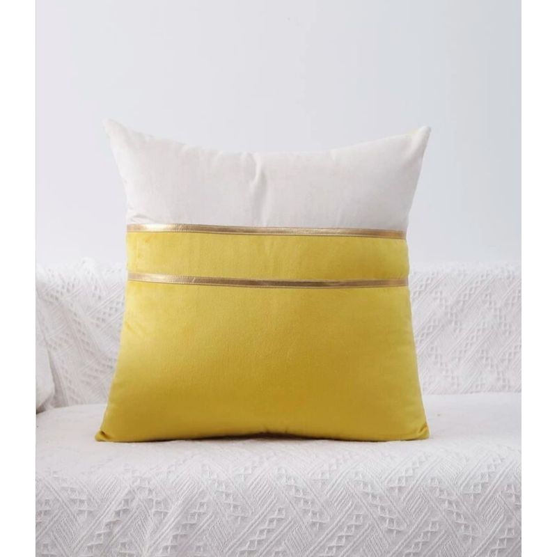 GENERICO - Fundas de cojín bicolor Amarillo pack 4 Material terciopelo