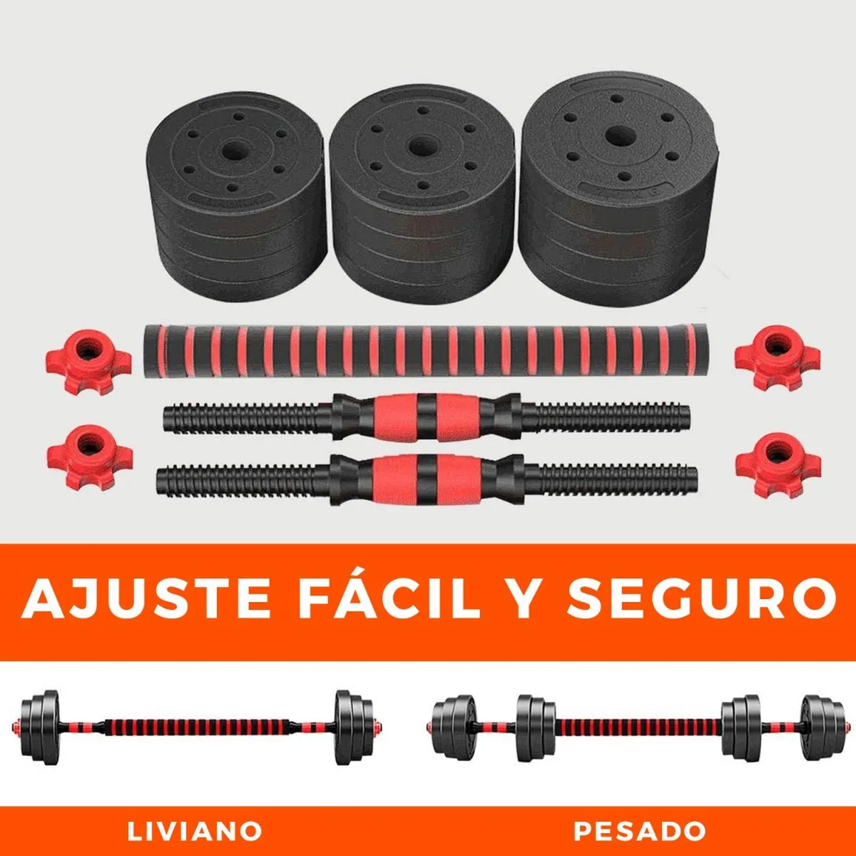 XPORT - Set De Mancuernas Pesas con Barra Ajustable Armable 30 Kg