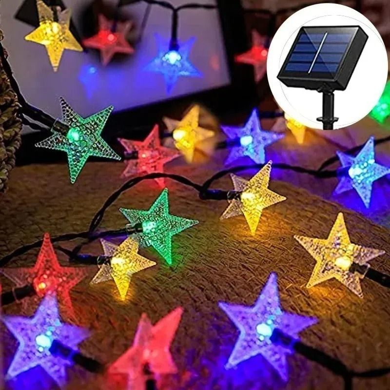 GENERICO - Pack X2 Luces Solares Estrella Decoración Navideña Multicolor
