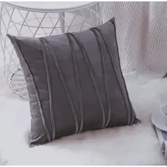 GENERICO - Fundas de cojín terciopelo Gris pack 4 rayas
