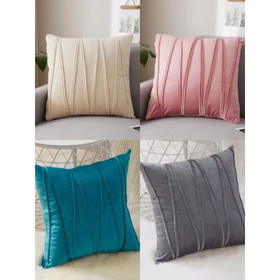 Imagen 2 del producto Fundas de cojín terciopelo Gris pack 4 rayas