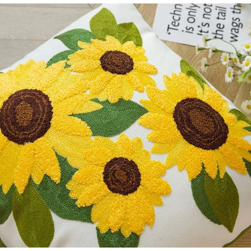 GENERICO - Fundas para cojín girasol bordada pack dos