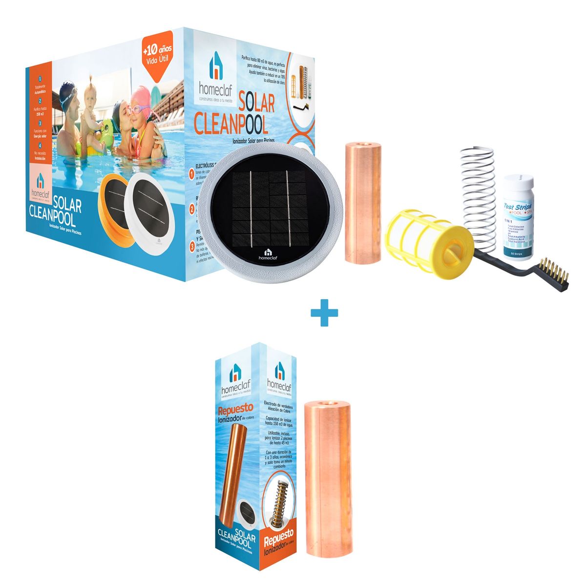 HOMECLAF - Pack Ionizador De Piscina  Repuesto Ionizador